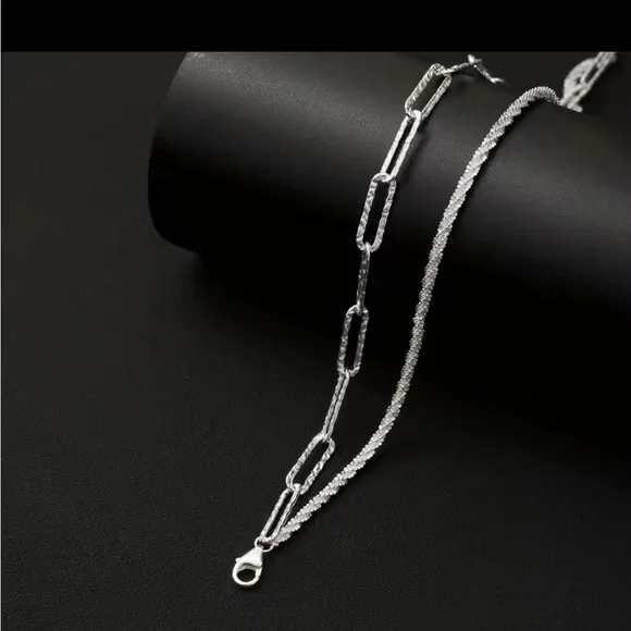 925 Silver and Diamond Double Chain Bracelet - Picture 3 of 4